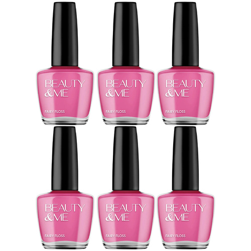 Beauty & Me Fairy Floss Vivid Pink Nail Polish 6 Pack Gloss 12ml Each