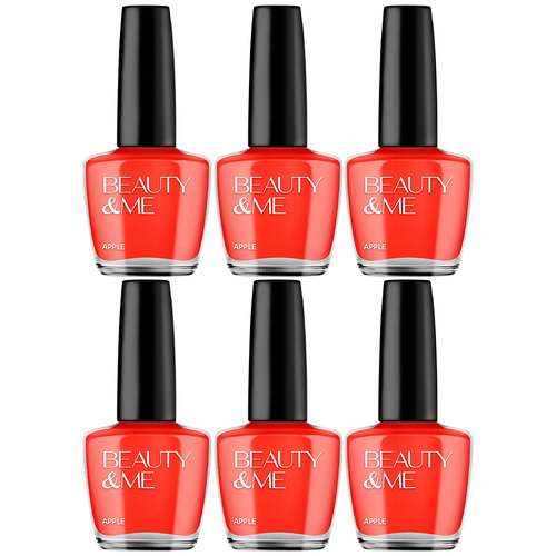 Beauty & Me Apple Mid Orange Nail Polish Set 6 Pack Gloss Quick Dry 12ml