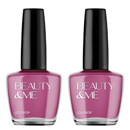 Beauty & Me Lollipop Deep Purple Nail Polish 2x 12ml Duo