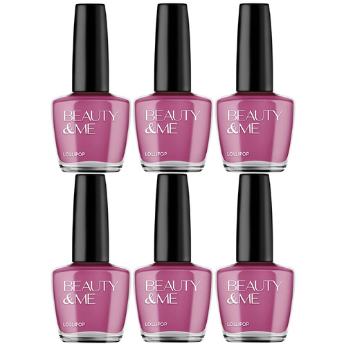 Beauty & Me Lollipop Deep Purple Nail Polish 6 Pack 12ml High Shine Long Wear