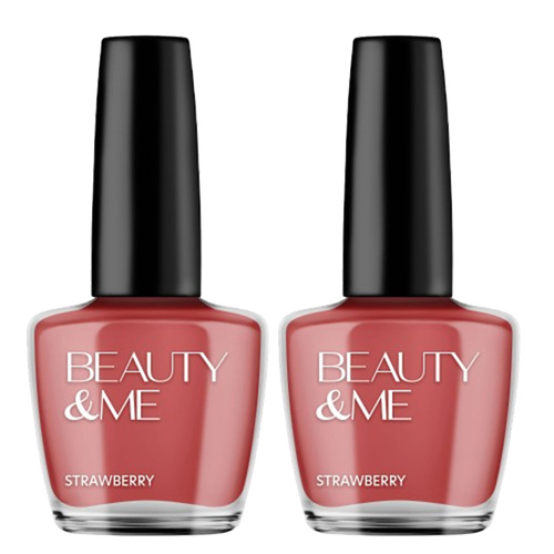 Beauty & Me Strawberry Strawberry Red Nail Polish 2x 12ml Duo