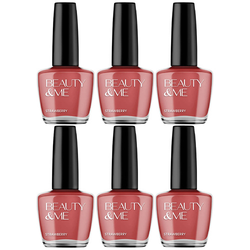 Beauty & Me Strawberry Red Nail Polish 6 Pack 12ml Quick Dry Gloss Finish