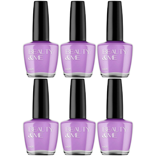 Beauty & Me Light Purple Nail Polish Duo 6 Pack 12ml Quick Dry Gloss Finish