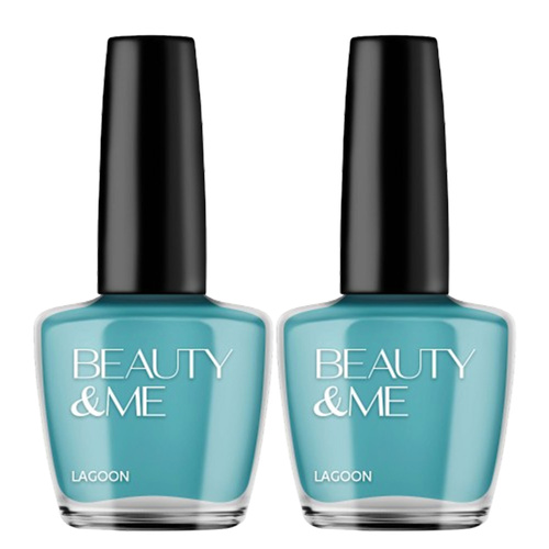 Beauty & Me Lagoon Teal Green Nail Polish 2x 12ml Duo