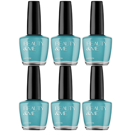 Beauty & Me Teal Green Nail Polish Duo 6 Pack 12ml Quick Dry Gloss Finish