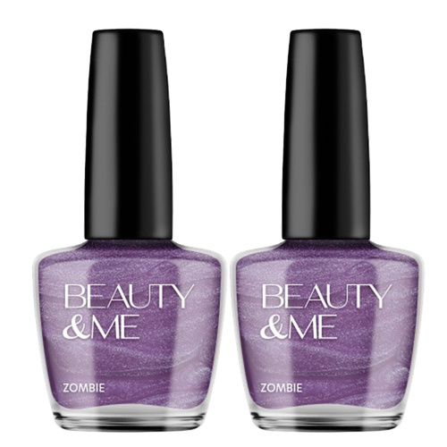 Beauty & Me Zombie Two Tone Metallic Mid Purple Nail Polish 2x 12ml Duo