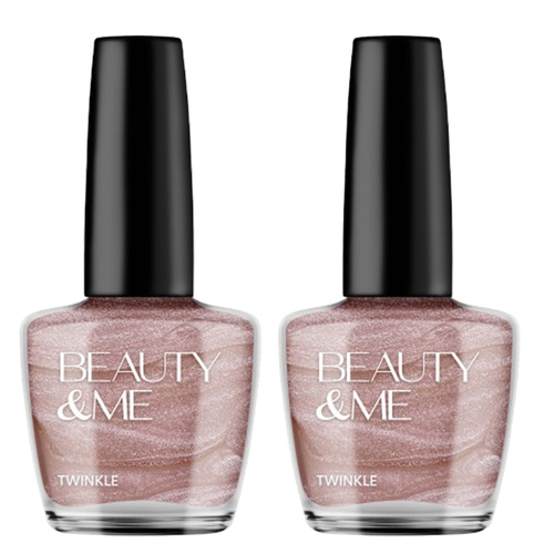 Beauty & Me Twinkle Two Tone Metallic Pinky Bronze Nail Polish 2x 12ml Duo