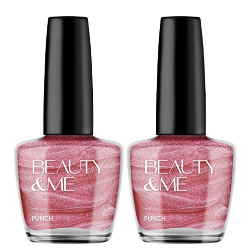 Beauty & Me Punch Two Tone Metallic Light Pink Nail Polish 2x 12ml Duo