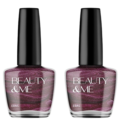 Beauty & Me Eras Two Tone Metallic Deep Pink Nail Polish 2x 12ml Duo