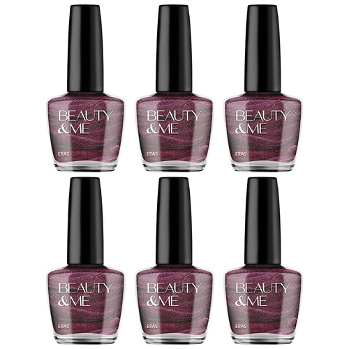 Beauty & Me Eras Deep Pink Metallic Nail Polish Duo 6 Pack Quick Dry