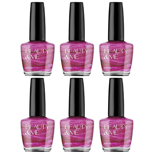 Beauty & Me Allure Mid Pink Metallic Nail Polish Duo 6 Pack Quick Dry