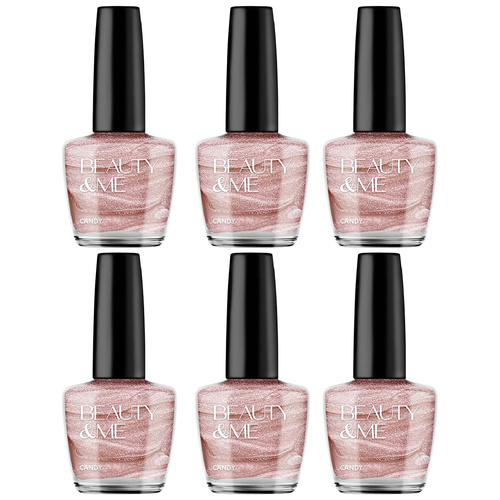 Beauty & Me Candy Metallic Light Pink Nail Polish Duo 6 Pack Quick Dry