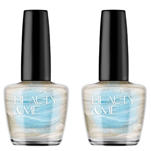 Beauty & Me Dove Two Tone Metallic Creamy White Nail Polish 2x 12ml Duo