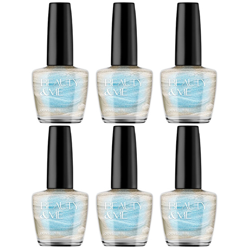 Beauty & Me Dove Metallic Creamy White Nail Polish Duo 6 Pack Quick Dry