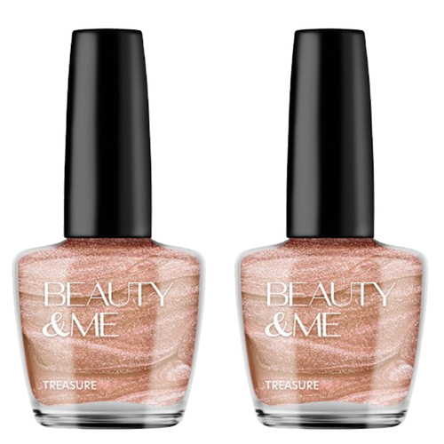 Beauty & Me Treasure Two Tone Metallic Light Pinky Bronze Nail Polish 2x 12ml Duo