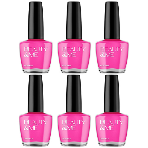 Beauty & Me Panther Pink Nail Polish Duo 6 Pack 12ml Quick Dry High Gloss