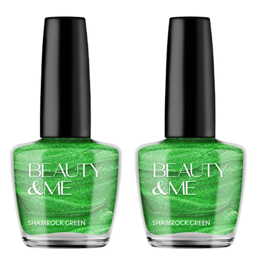 Beauty & Me Shamrock Two Tone Light Green Nail Polish 2x 12ml Duo