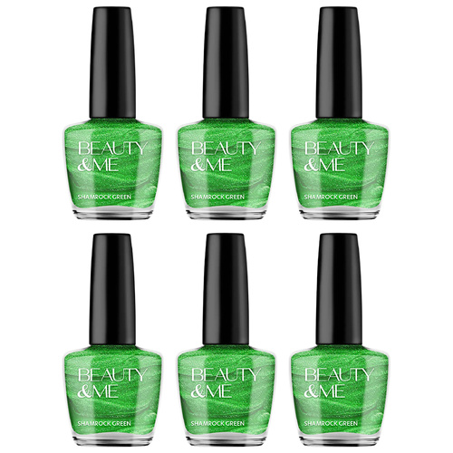 Beauty & Me Shamrock Green Nail Polish Duo 6 Pack 12ml Quick Dry Gloss