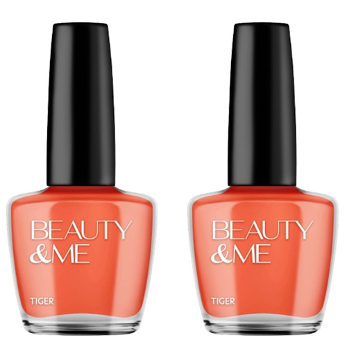 Beauty & Me Tiger Mid Orange Nail Polish 2x 12ml Duo