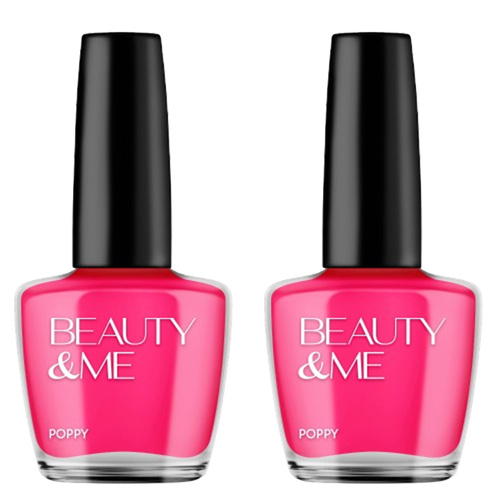 Beauty & Me Poppy Light to Mid Pink Nail Polish 2x 12ml Duo