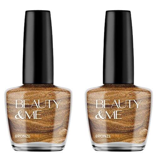 Beauty & Me Bronze Two Tone Metallic Bronze Nail Polish 2x 12ml Duo