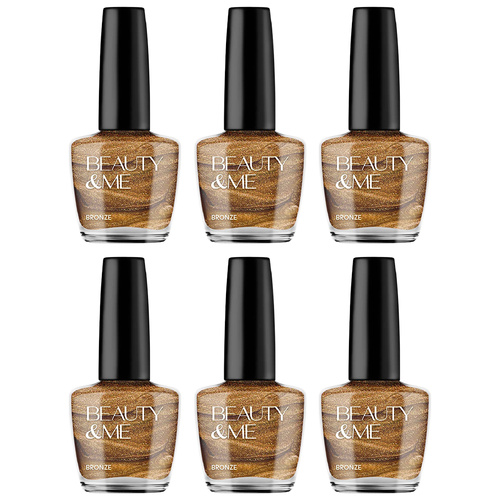 Beauty & Me Bronze Nail Polish Duo 6 Pack 12ml Glossy Metallic Finish