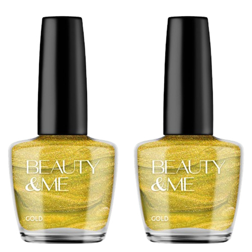 Beauty & Me Gold Two Tone Metallic Gold Nail Polish 2x 12ml Duo