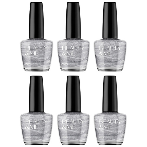 Beauty & Me Silver Two Tone Metallic Nail Polish Duo 6 Pack Long Lasting