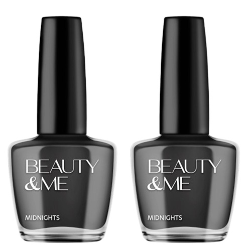Beauty & Me Midnights Black Nail Polish 2x 12ml Duo