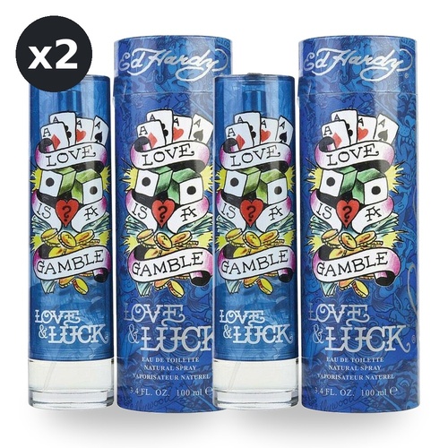 Ed Hardy Love & Luck Man Eau De Toilette EDT Spray Pack of 2