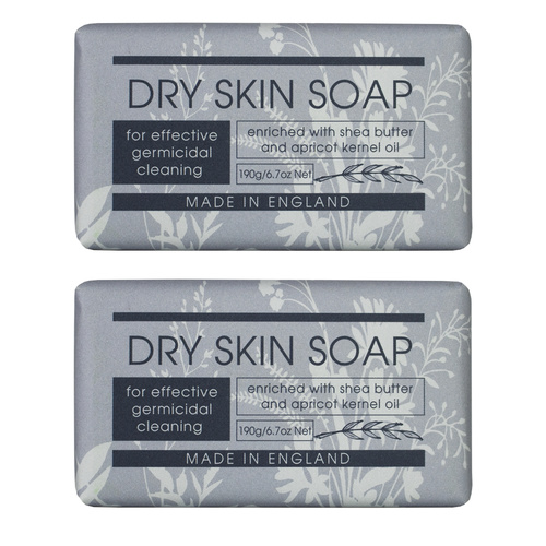Dry Skin Soap Bar 190g x2 Apricot Kernel Glycerine Shea Butter UK Made