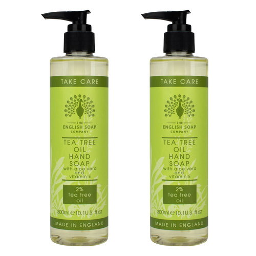 Tea Tree Hand Wash 300ml x2 with Aloe Vera Vitamin E Vegan Antibacterial