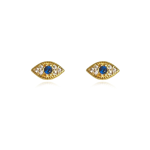 Culturesse Clarity Dainty Evil Eye Stud Earrings (Gold)
