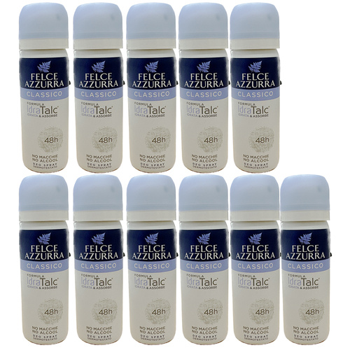 Felce Azzurra Classico Original Deodorant Spray 50ml Pack of 11 Travel Size