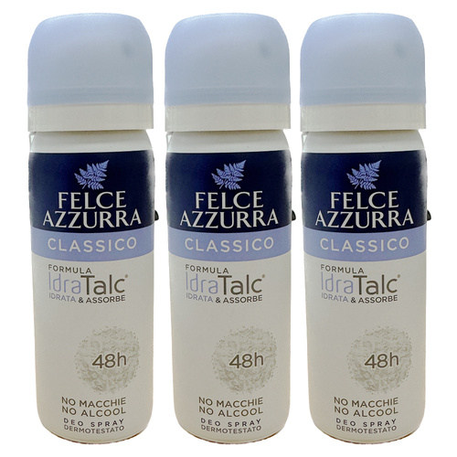 Felce Azzurra Classico Original Deodorant Spray 50ml Travel Pack of 3