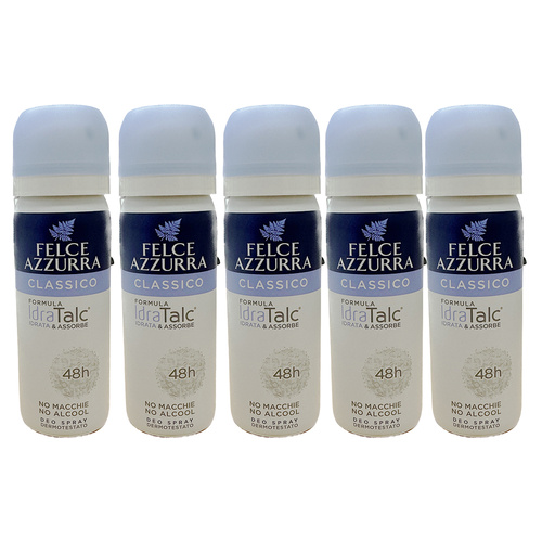 Felce Azzurra Classico Original Deodorant Spray 50ml Travel Pack of 5