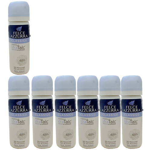 Felce Azzurra Classico Original Deodorant Spray 50ml Travel Pack of 7 No Alcohol