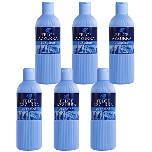 Felce Azzurra Classico Body Wash Pack of 6 650ml Each Rich Velvety Formula