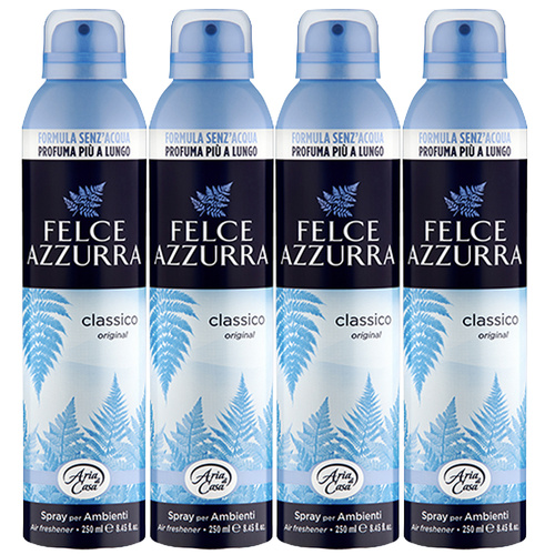 Felce Azzurra Classico Air Freshener Spray 4 x 250ml Long Lasting Home Fragrance