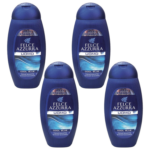 Felce Azzurra Uomo Cool Blue Hair and Body Shampoo 400ml Pack of 4