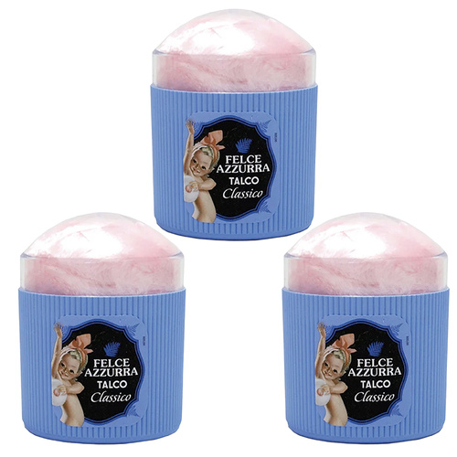 Felce Azzurra Classico Dusting Powder Puff 3 Pack 250g Each Silky Scented