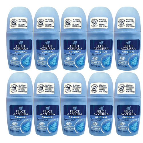 Felce Azzurra Classico No Alcohol Roll On Deodorant 50ml Pack of 10
