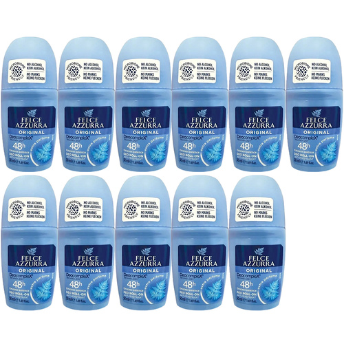Felce Azzurra Classico Roll On Deodorant 50ml No Alcohol Pack of 11