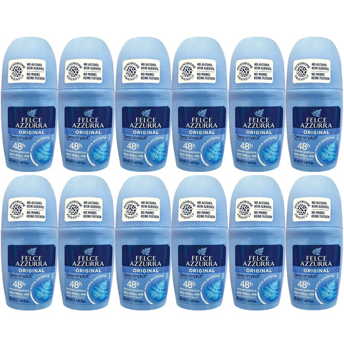 Felce Azzurra Classico Roll On Deodorant 50ml Pack of 12 No Alcohol