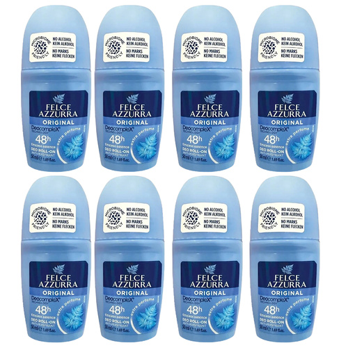 Felce Azzurra Classico No Alcohol Roll On Deodorant 50ml Pack of 8