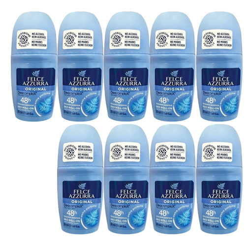 Felce Azzurra Classico Roll On Deodorant 50ml No Alcohol Pack of 9