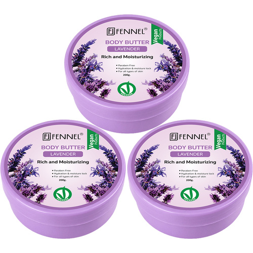 Fennel Lavender Body Butter 200g Vegan Moisturising Skin Cream Bundle Of 3