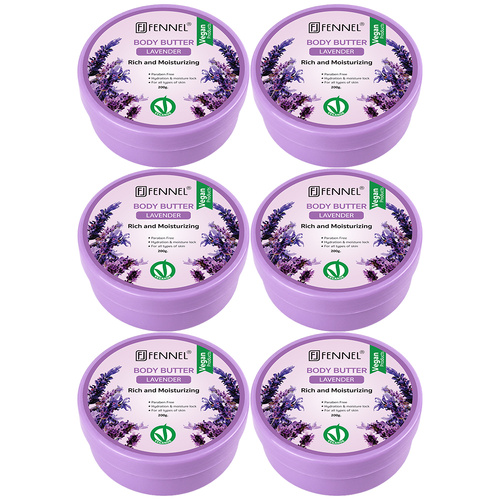 Fennel Lavender Body Butter 200g Vegan Moisturising Skin Cream Bundle Of 6