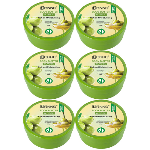 Fennel Olive Oil Body Butter 200g Vegan Moisturising Skin Cream Bundle Of 6