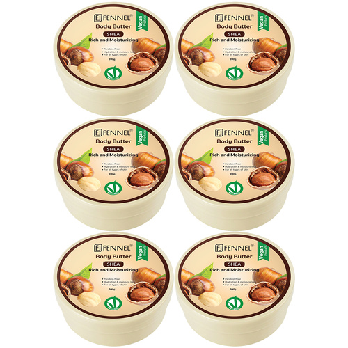 Fennel Shea Body Butter 200g Vegan Moisturising Hydrating Skin Cream Bundle Of 6
